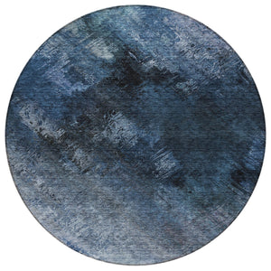 Homeroots 3' Add A Touch Of Elegance With A Navy Blue Abstract Washable Area Rug For Indoor Or Outdoor Use 8' Round Polyester 577489
