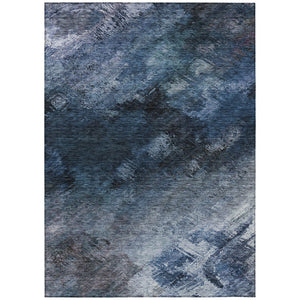 HomeRoots 9' Navy and Denim Blue Abstract Washable Area Rug - Durable, Stylish, Versatile for Indoor & Outdoor Use 9' X 12' 577491