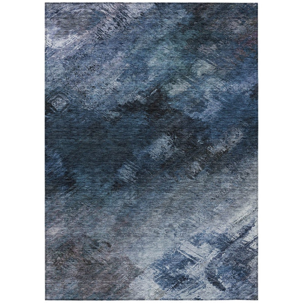 HomeRoots 9' Navy and Denim Blue Abstract Washable Area Rug - Durable, Stylish, Versatile for Indoor & Outdoor Use 9' X 12' 577491