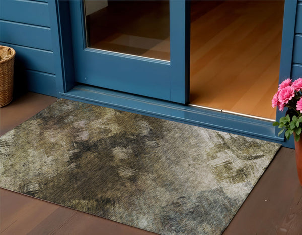 Homeroots 3' Add A Touch Of Elegance With A Navy Blue Abstract Washable Area Rug For Indoor Or Outdoor Use 3' X 5' Polyester 577493