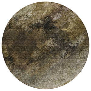 HomeRoots 5' Enhance Your Space with a Chocolate and Beige Abstract Indoor-Outdoor Area Rug for All Settings 8' Round 577495