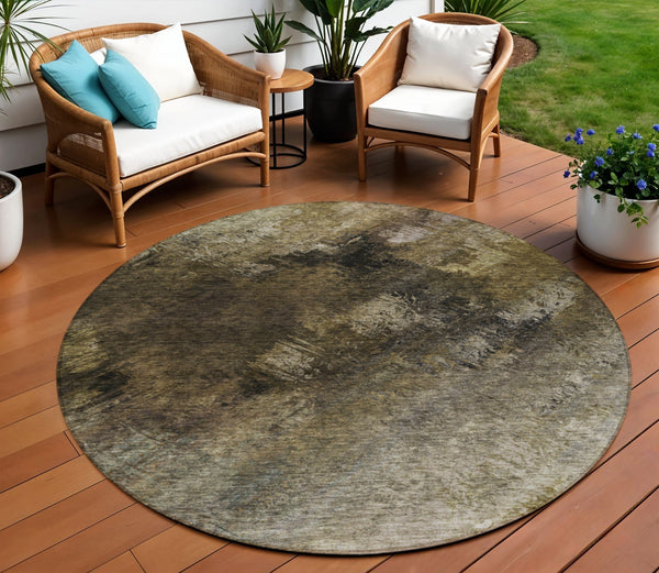 Homeroots 3' Add A Touch Of Elegance With A Navy Blue Abstract Washable Area Rug For Indoor Or Outdoor Use 8' Round Polyester 577495