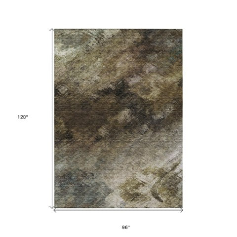 Homeroots 3' Add A Touch Of Elegance With A Navy Blue Abstract Washable Area Rug For Indoor Or Outdoor Use 8' X 10' Polyester 577496