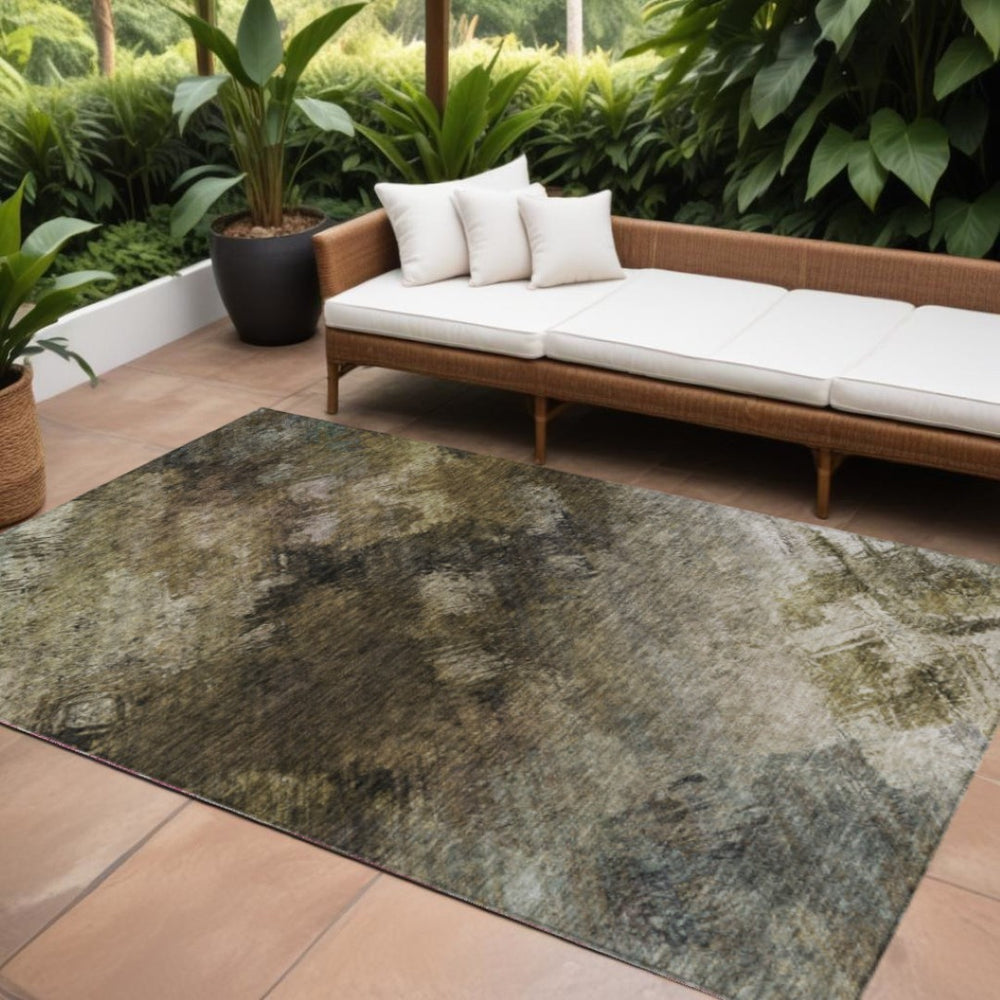 HomeRoots 9' Chocolate and Beige Abstract Washable Area Rug – Durable, Stylish, Perfect for Indoor and Outdoor Use 9' X 12' 577497