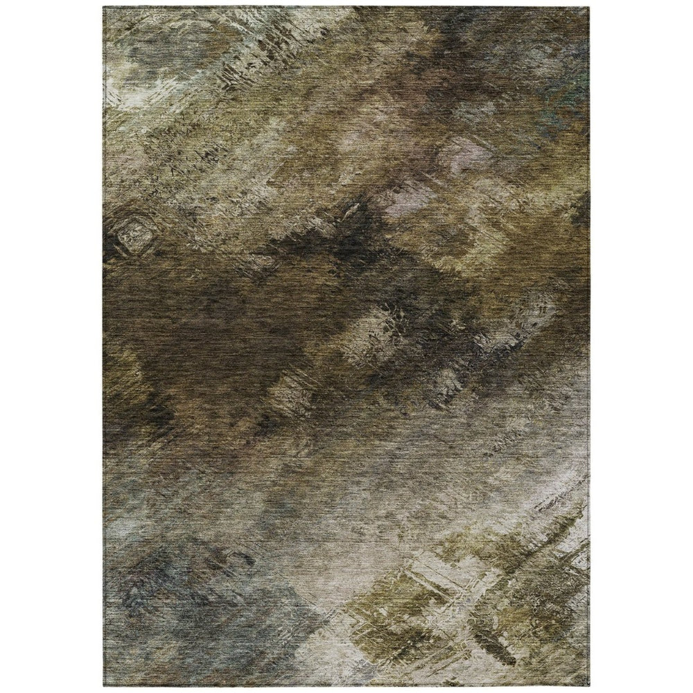 HomeRoots 9' Chocolate and Beige Abstract Washable Area Rug – Durable, Stylish, Perfect for Indoor and Outdoor Use 9' X 12' 577497