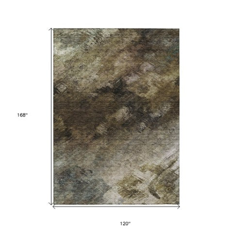 Homeroots 3' Add A Touch Of Elegance With A Navy Blue Abstract Washable Area Rug For Indoor Or Outdoor Use 10' X 14' Polyester 577498