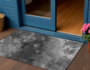 Homeroots 3' Add A Touch Of Elegance With A Navy Blue Abstract Washable Area Rug For Indoor Or Outdoor Use 3' X 5' Polyester 577499