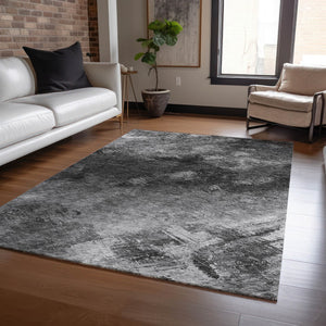 Homeroots 3' Add A Touch Of Elegance With A Navy Blue Abstract Washable Area Rug For Indoor Or Outdoor Use 3' X 5' Polyester 577499