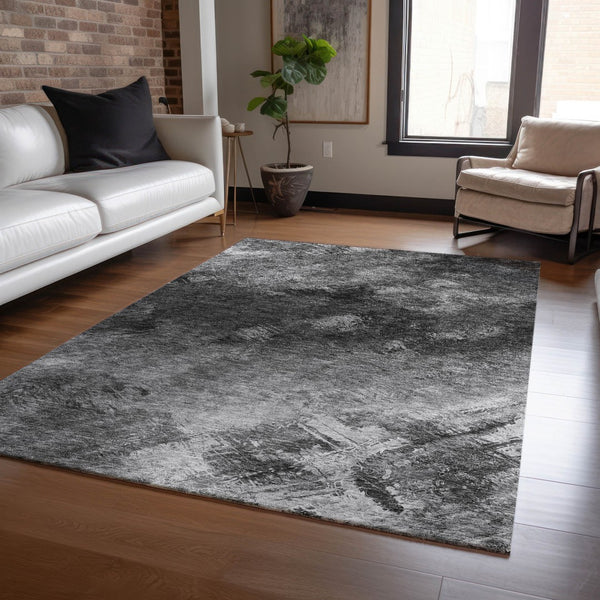 Homeroots 3' Add A Touch Of Elegance With A Navy Blue Abstract Washable Area Rug For Indoor Or Outdoor Use 3' X 5' Polyester 577499
