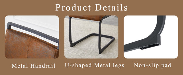English Elm Set of 2 Vintage Brown Suede Fabric High Back Dining Chairs with Black Metal Frame W1151P324769