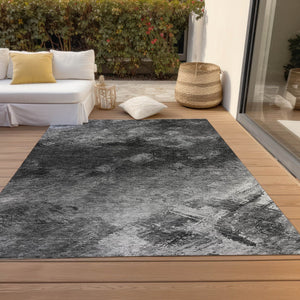 Homeroots 3' Add A Touch Of Elegance With A Navy Blue Abstract Washable Area Rug For Indoor Or Outdoor Use 5' X 8' Polyester 577500