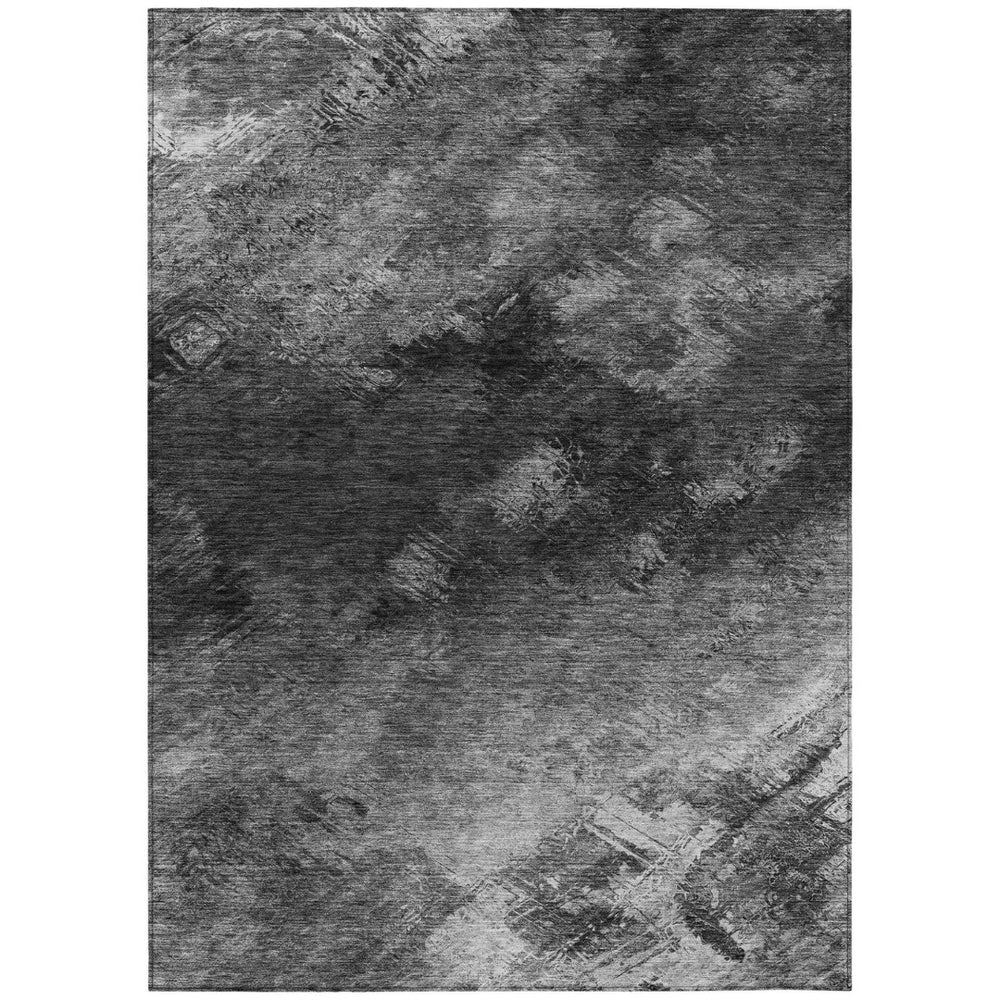 HomeRoots 5' Modern Gray Charcoal and Silver Abstract Area Rug - Washable, Durable, Stylish for Indoors & Outdoors 5' X 8' 577500