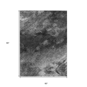 Homeroots 3' Add A Touch Of Elegance With A Navy Blue Abstract Washable Area Rug For Indoor Or Outdoor Use 5' X 8' Polyester 577500