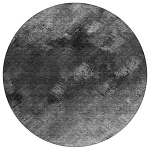 HomeRoots 5' Modern Gray Charcoal and Silver Abstract Area Rug - Washable, Durable, Stylish for Indoors & Outdoors 8' Round 577501