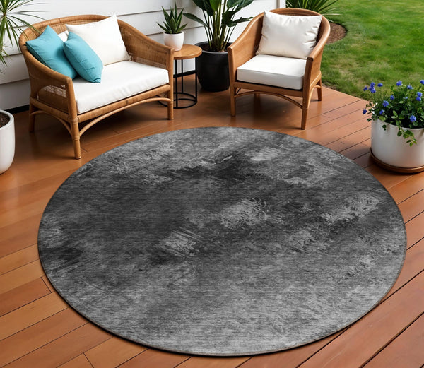 Homeroots 3' Add A Touch Of Elegance With A Navy Blue Abstract Washable Area Rug For Indoor Or Outdoor Use 8' Round Polyester 577501