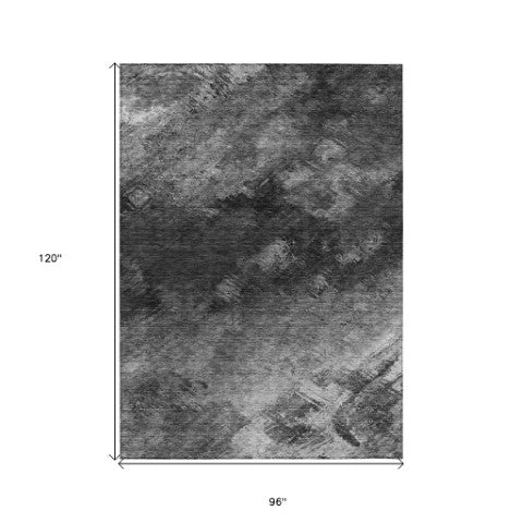 Homeroots 3' Add A Touch Of Elegance With A Navy Blue Abstract Washable Area Rug For Indoor Or Outdoor Use 8' X 10' Polyester 577502