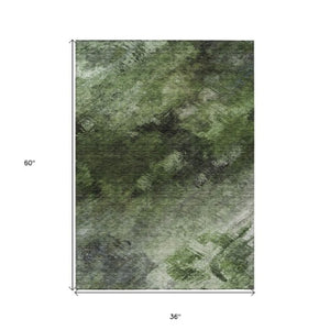 Homeroots 3' Add A Touch Of Elegance With A Navy Blue Abstract Washable Area Rug For Indoor Or Outdoor Use 3' X 5' Polyester 577505