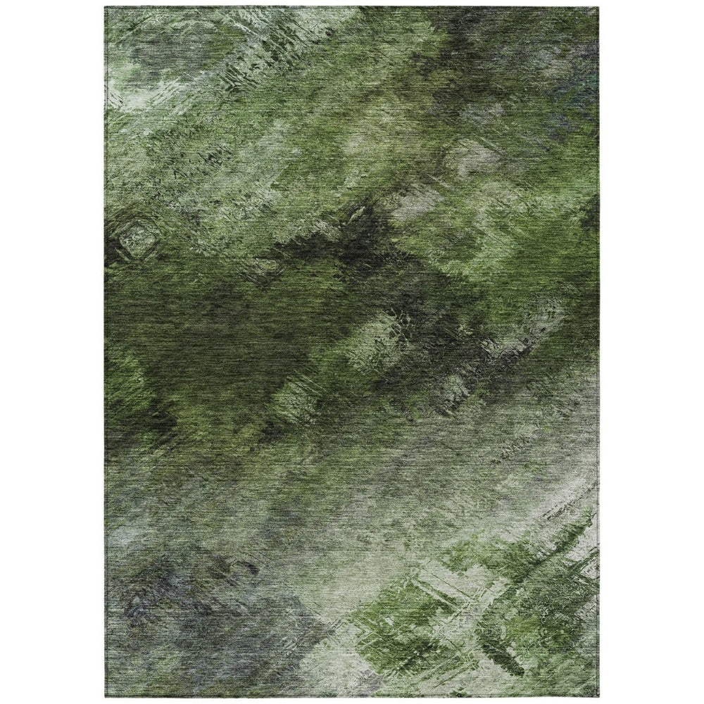 HomeRoots 9' Green and Ivory Abstract Washable Area Rug – Stylish Indoor Outdoor Design for Modern Spaces 9' X 12' 577509