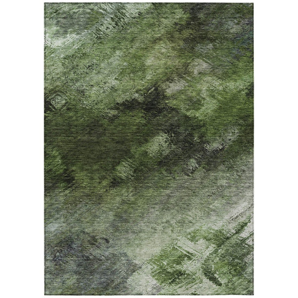 HomeRoots 9' Green and Ivory Abstract Washable Area Rug – Stylish Indoor Outdoor Design for Modern Spaces 9' X 12' 577509