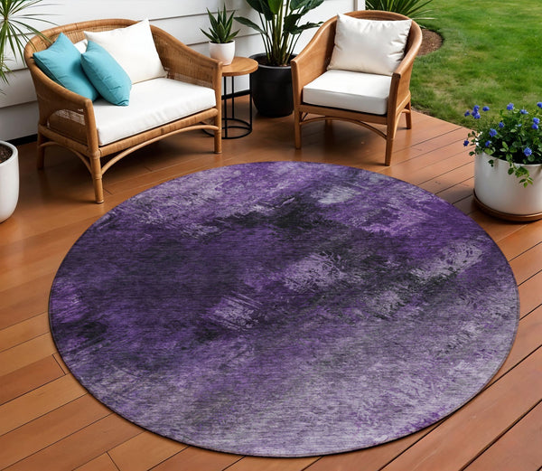 Homeroots 3' Add A Touch Of Elegance With A Navy Blue Abstract Washable Area Rug For Indoor Or Outdoor Use 8' Round Polyester 577513