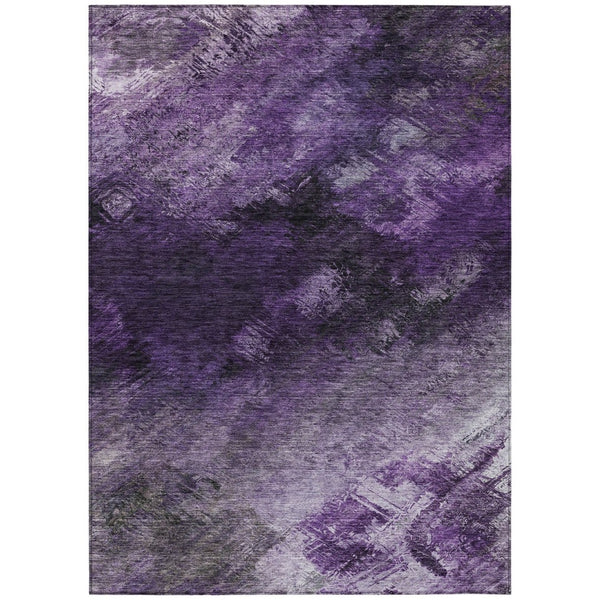 HomeRoots 5' Contemporary Purple Eggplant and Lavender Abstract Washable Area Rug for Indoor and Outdoor Use 8' X 10' 577514