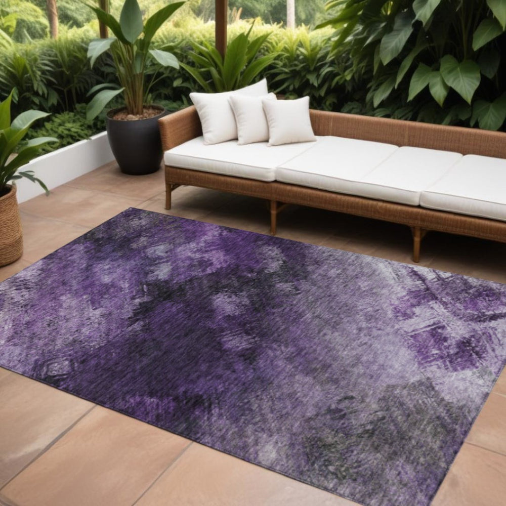 HomeRoots 9' Abstract Area Rug in Eggplant and Lavender – Stylish, Durable, Washable for Indoor and Outdoor Use 9' X 12' 577515