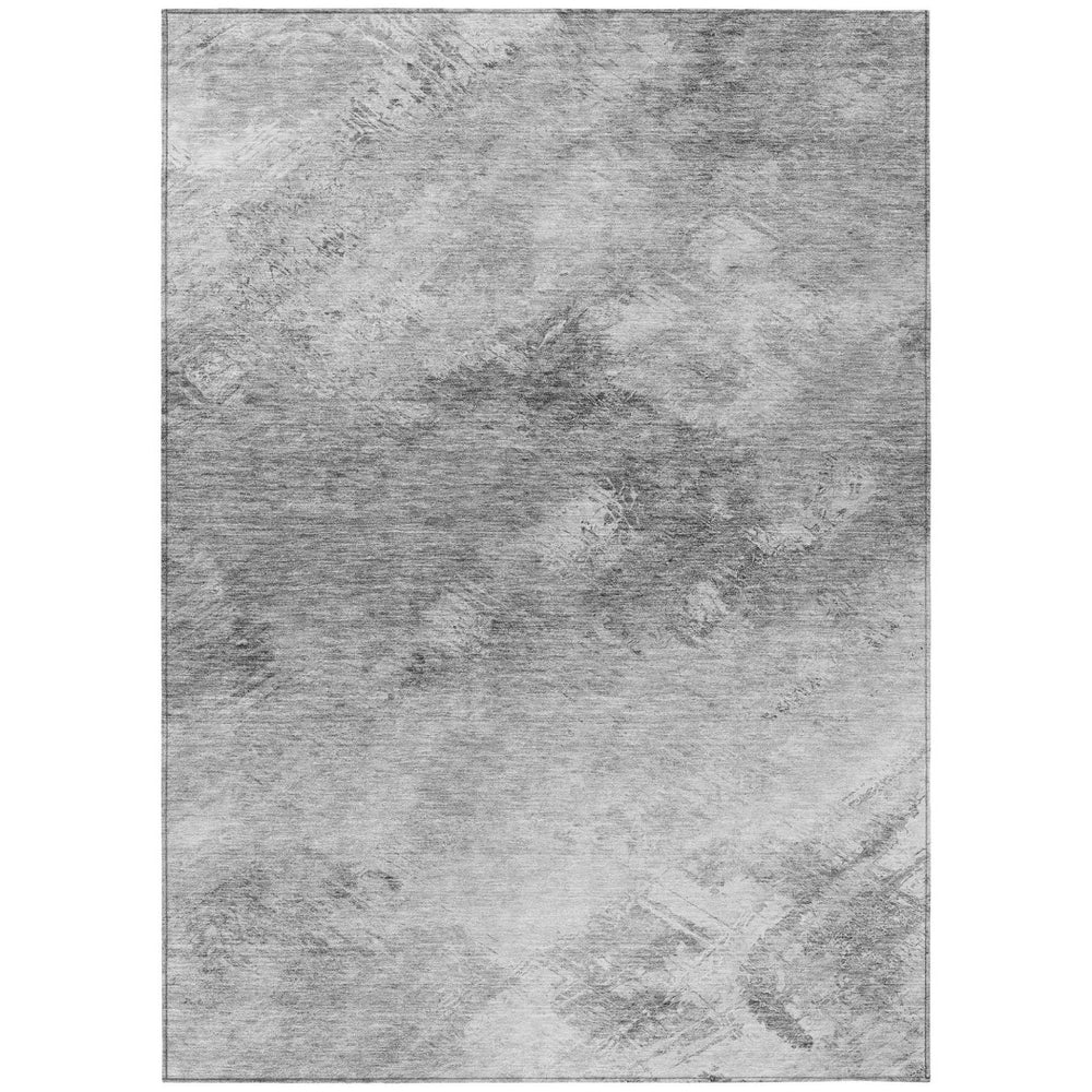 HomeRoots 5' Abstract Silver Gray and Ivory Washable Area Rug - Stylish, Durable, Perfect for Indoor & Outdoor Use 5' X 8' 577518