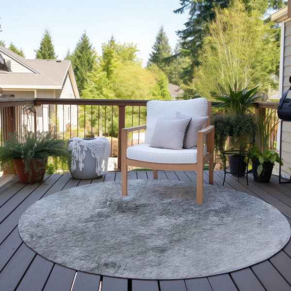 Homeroots 3' Add A Touch Of Elegance With A Navy Blue Abstract Washable Area Rug For Indoor Or Outdoor Use 8' Round Polyester 577519