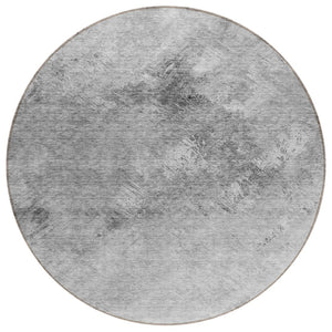 HomeRoots 5' Abstract Silver Gray and Ivory Washable Area Rug - Stylish, Durable, Perfect for Indoor & Outdoor Use 8' Round 577519