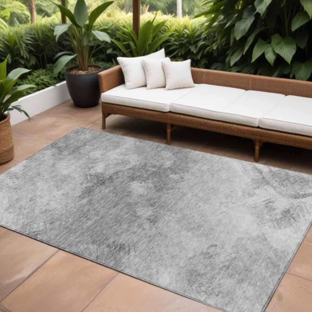 HomeRoots 9' Silver Gray and Ivory Abstract Washable Area Rug for Indoor and Outdoor Spaces - Durable & Stylish 9' X 12' 577521
