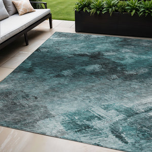 Homeroots 3' Add A Touch Of Elegance With A Navy Blue Abstract Washable Area Rug For Indoor Or Outdoor Use 5' X 8' Polyester 577530