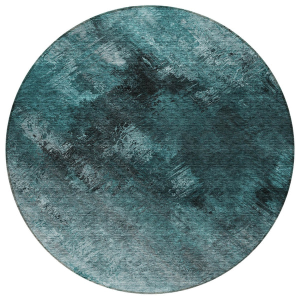 Homeroots 3' Add A Touch Of Elegance With A Navy Blue Abstract Washable Area Rug For Indoor Or Outdoor Use 8' Round Polyester 577531