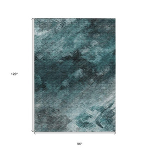 Homeroots 3' Add A Touch Of Elegance With A Navy Blue Abstract Washable Area Rug For Indoor Or Outdoor Use 8' X 10' Polyester 577532