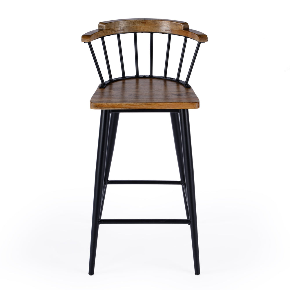 Butler Specialty Merrick Wood And Iron Bar Stool With Spindle Backrest - Timeless Elegance For Your Kitchen Or Bar Brown Iron,Mango Solids 5775330-butler