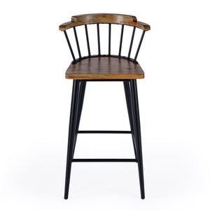 Butler Specialty Merrick Wood And Iron Bar Stool With Spindle Backrest - Timeless Elegance For Your Kitchen Or Bar Brown Iron,Mango Solids 5775330-butler