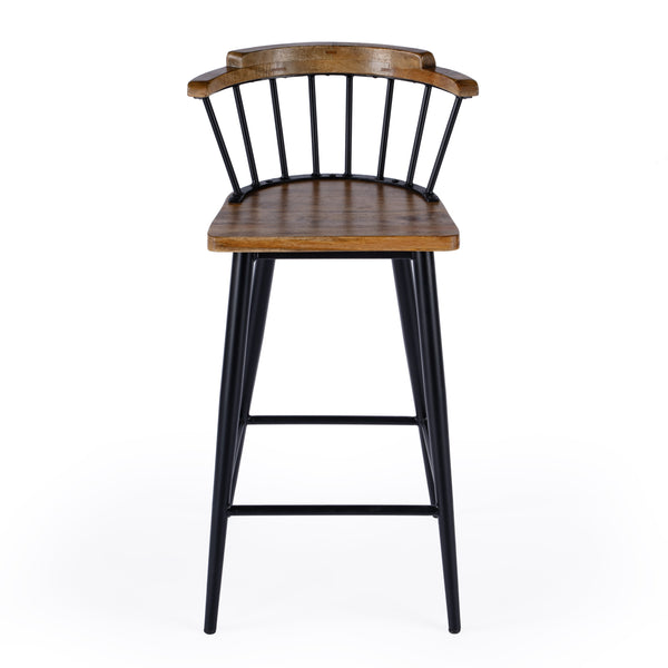 Butler Specialty Merrick Wood And Iron Bar Stool With Spindle Backrest - Timeless Elegance For Your Kitchen Or Bar Brown Iron,Mango Solids 5775330-butler