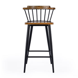 Butler Specialty Merrick Wood And Iron Bar Stool With Spindle Backrest - Timeless Elegance For Your Kitchen Or Bar Brown Iron,Mango Solids 5775330-butler