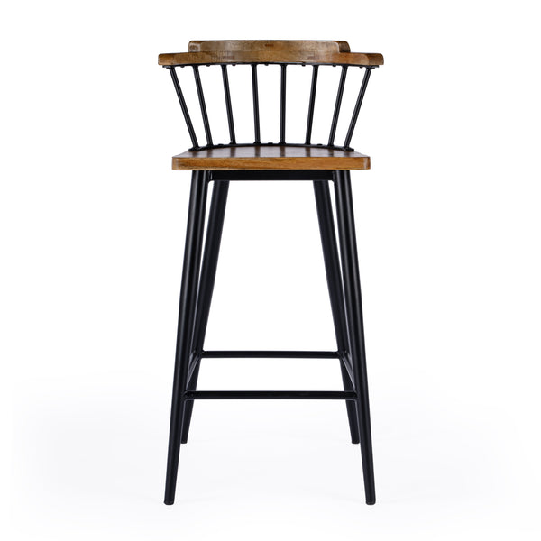 Butler Specialty Merrick Wood And Iron Bar Stool With Spindle Backrest - Timeless Elegance For Your Kitchen Or Bar Brown Iron,Mango Solids 5775330-butler