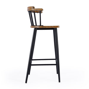 Butler Specialty Merrick Wood And Iron Bar Stool With Spindle Backrest - Timeless Elegance For Your Kitchen Or Bar Brown Iron,Mango Solids 5775330-butler