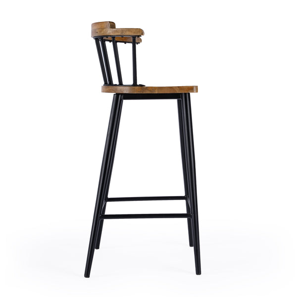 Butler Specialty Merrick Wood And Iron Bar Stool With Spindle Backrest - Timeless Elegance For Your Kitchen Or Bar Brown Iron,Mango Solids 5775330-butler