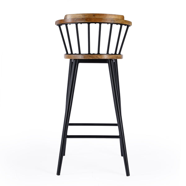 Butler Specialty Merrick Wood And Iron Bar Stool With Spindle Backrest - Timeless Elegance For Your Kitchen Or Bar Brown Iron,Mango Solids 5775330-butler