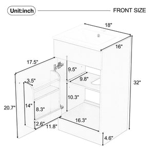 English Elm [video] Compact Sage Green Bathroom Vanity with Ceramic Sink Soft Close Cabinet N759P237932G