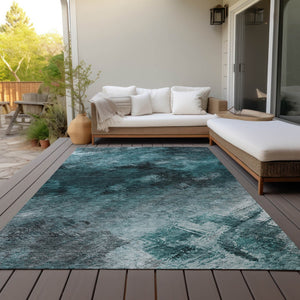 Homeroots 3' Add A Touch Of Elegance With A Navy Blue Abstract Washable Area Rug For Indoor Or Outdoor Use 9' X 12' Polyester 577533