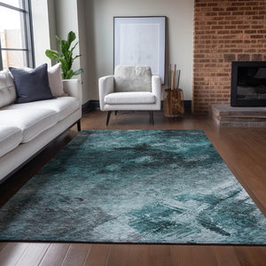 Homeroots 3' Add A Touch Of Elegance With A Navy Blue Abstract Washable Area Rug For Indoor Or Outdoor Use 9' X 12' Polyester 577533