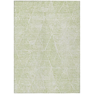 HomeRoots 5' Modern Artichoke Green & Ivory Geometric Area Rug - Durable, Washable for Indoor & Outdoor Use 5' X 8' 577536
