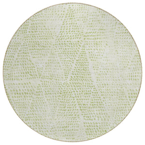 HomeRoots 5' Modern Artichoke Green & Ivory Geometric Area Rug - Durable, Washable for Indoor & Outdoor Use 8' Round 577537