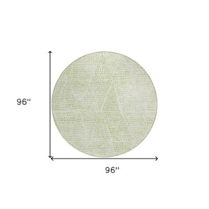 Homeroots 3' Artichoke Green Geometric Washable Area Rug - Durable Indoor Outdoor Design For Versatile Spaces 8' Round Polyester 577537