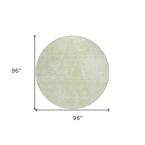 Homeroots 3' Artichoke Green Geometric Washable Area Rug - Durable Indoor Outdoor Design For Versatile Spaces 8' Round Polyester 577537