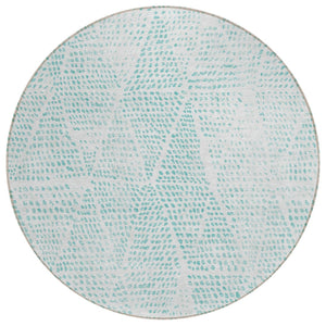 HomeRoots 5' Aqua and Ivory Geometric Indoor Outdoor Area Rug - Durable, Washable, Stylish for Any Space 8' Round 577543