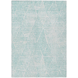HomeRoots 5' Aqua and Ivory Geometric Indoor Outdoor Area Rug - Durable, Washable, Stylish for Any Space 8' X 10' 577544